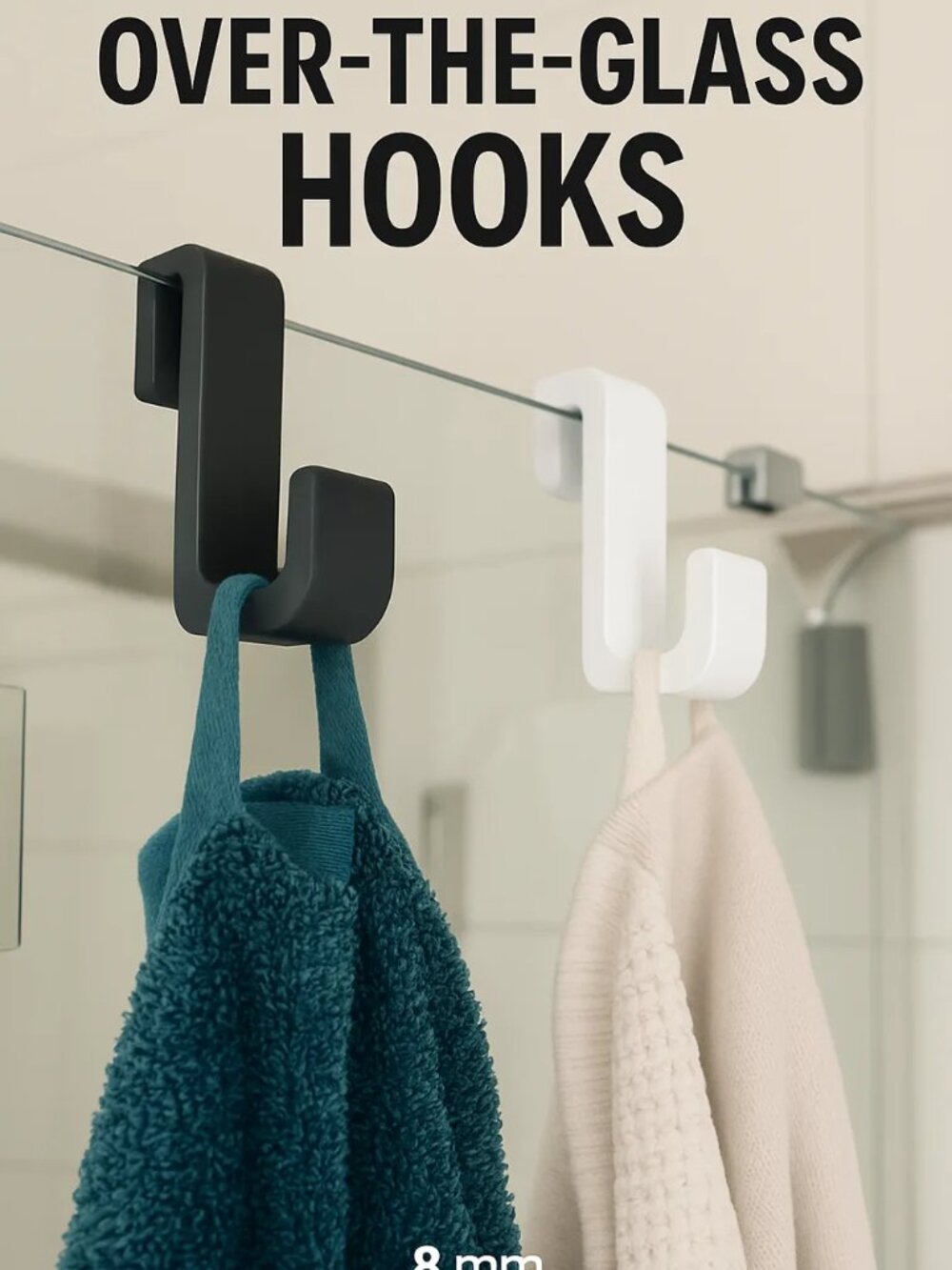 Glass Shower Hook Towel Holder 8mm